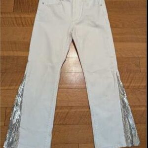 ANTHROPOLOGIE Pilcro and the Letterpress Flared Jeans -White Jeans with Silver